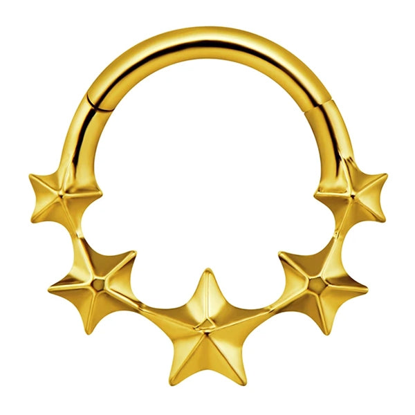 5-Star Gold Titanium Hinged Ring Hinged Rings 16g - 5/16" diameter (8mm) Clear