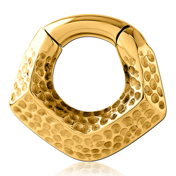 6g Dimpled Chevron Gold Hinged Rings Hinged Rings 6 gauge - 1/2" diameter (12mm) Gold