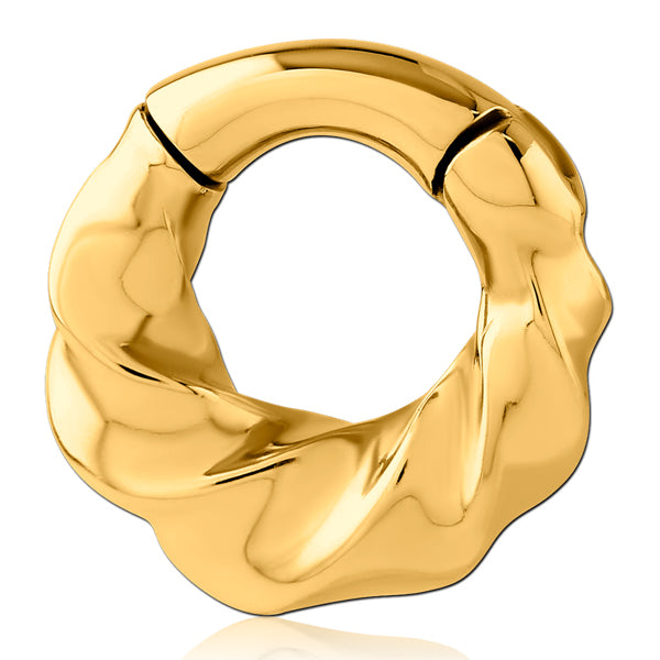 6g Twisted Gold Hinged Rings Hinged Rings 6 gauge - 1/2" diameter (12mm) Gold