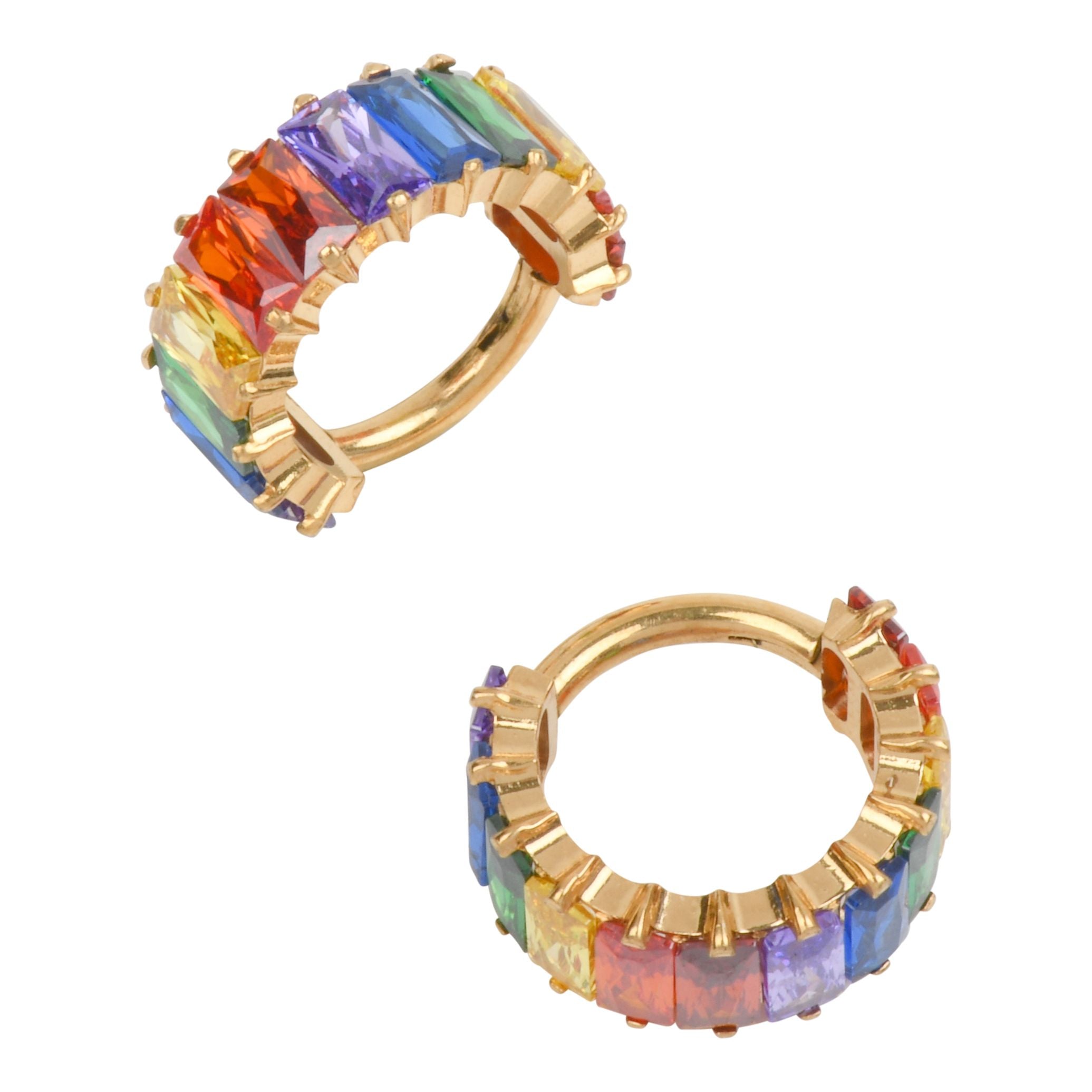 Golden Rainbow Titanium Hinged Ring Hinged Rings 16g - 5/16" diameter (8mm) high polish (silver)