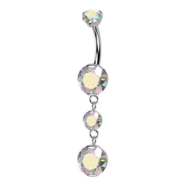 Double CZ Titanium Belly Dangle Belly No-Dangles 14g - 3/8
