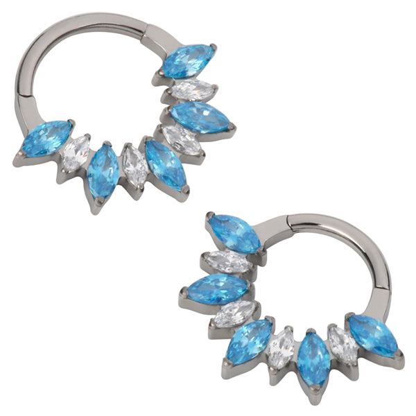 Marquise Fan Titanium Hinged Ring Hinged Rings 16g - 5/16