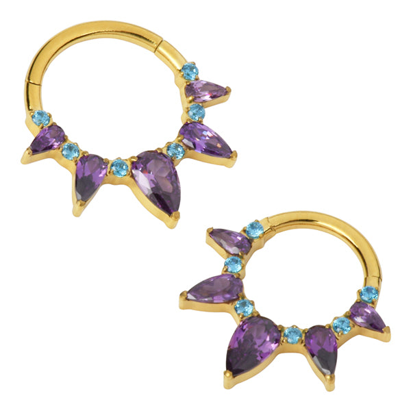 Pear Fan Gold Titanium Hinged Ring Hinged Rings 16g - 5/16