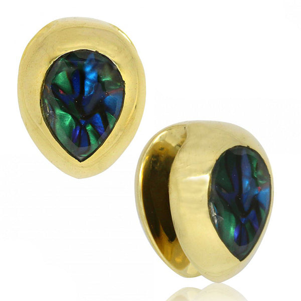 Abalone Brass Weights Ear Weights 5/8 inch (16mm) Yellow Brass