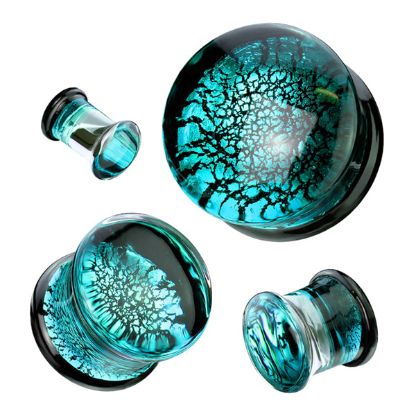 Aqua Dichroic Glass Plugs