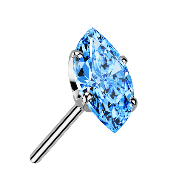 Marquise CZ Titanium Threadless End Threadless Ends 2.5x5mm Aqua CZ