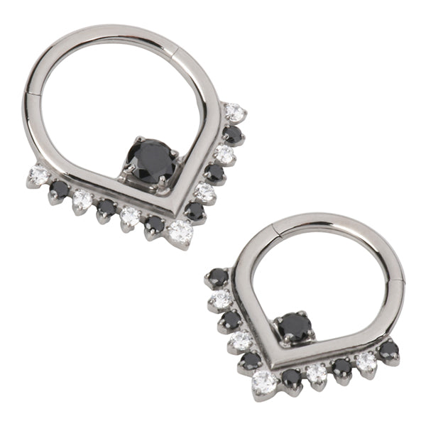 CZ Teardrop Titanium Hinged Ring Hinged Rings 16g - 5/16