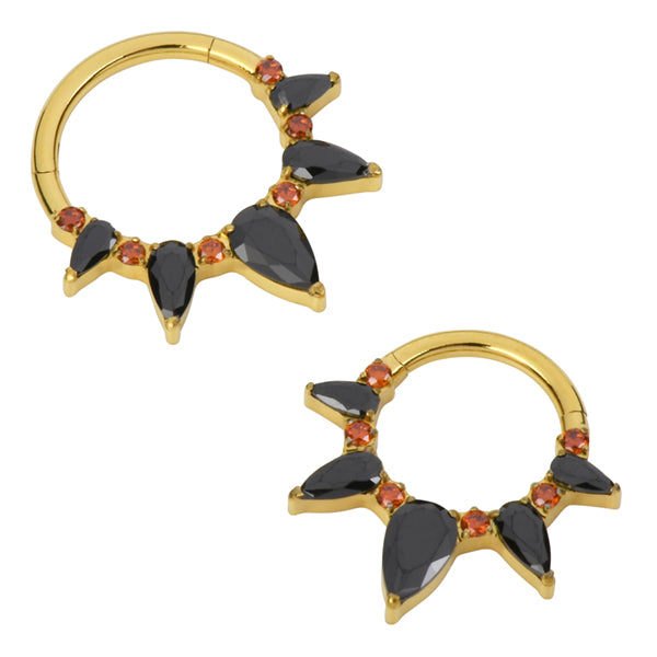 Pear Fan Gold Titanium Hinged Ring Hinged Rings 16g - 5/16