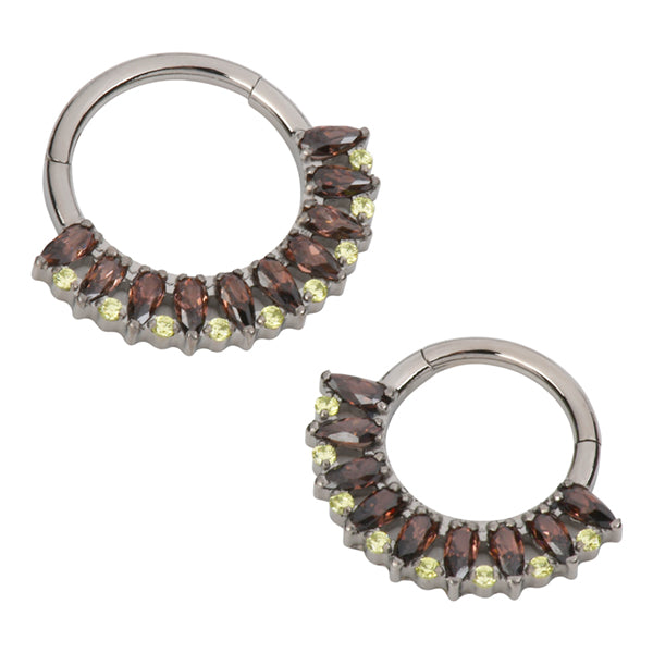 Briolette Fan Titanium Hinged Ring Hinged Rings 16g - 5/16