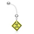 Baby On Board Pregnancy Belly Barbell Piercing Retainers 14 gauge - 1" long (25mm) Clear