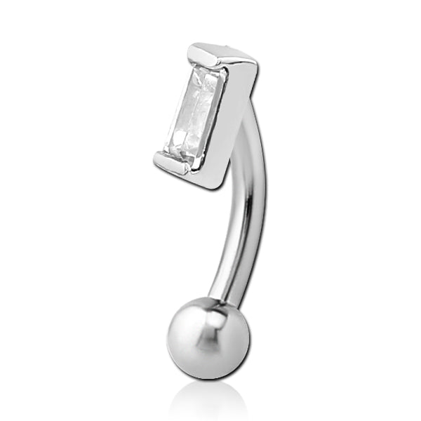 Baguette CZ Stainless Eyebrow Barbell