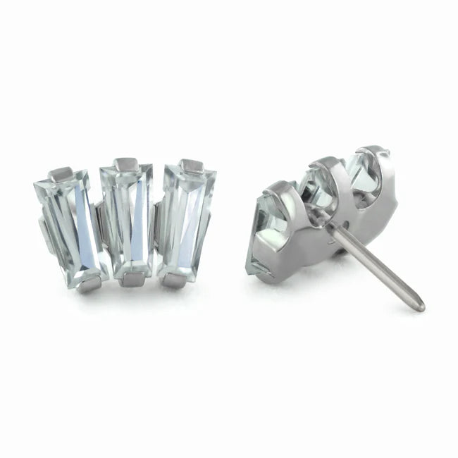 Baguette Cut CZ Fan Cluster End by NeoMetal Threadless Ends 4.8x6.7mm Baguette Cluster Cubic Zirconia CZ