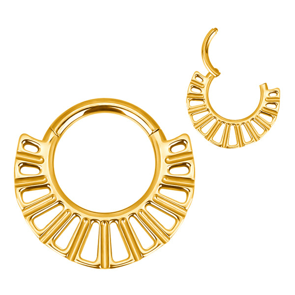 Baguette Hollow Cut Gold Titanium Hinged Ring Hinged Rings 16g - 5/16" diameter (8mm) Gold Titanium