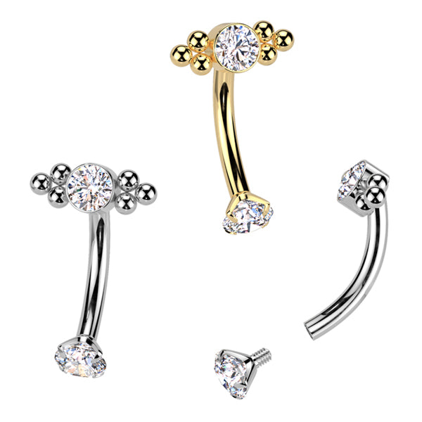 Ball Cluster Titanium Eyebrow Barbell