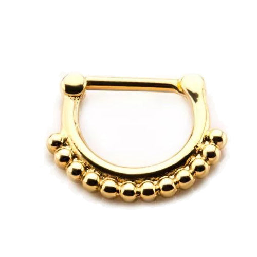 Beaded Gold Septum Clicker Septum Clickers 16g - 5/16" diameter (8mm) Gold