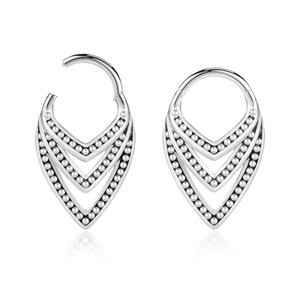 Beaded V-Stack Stainless Hinged Ring