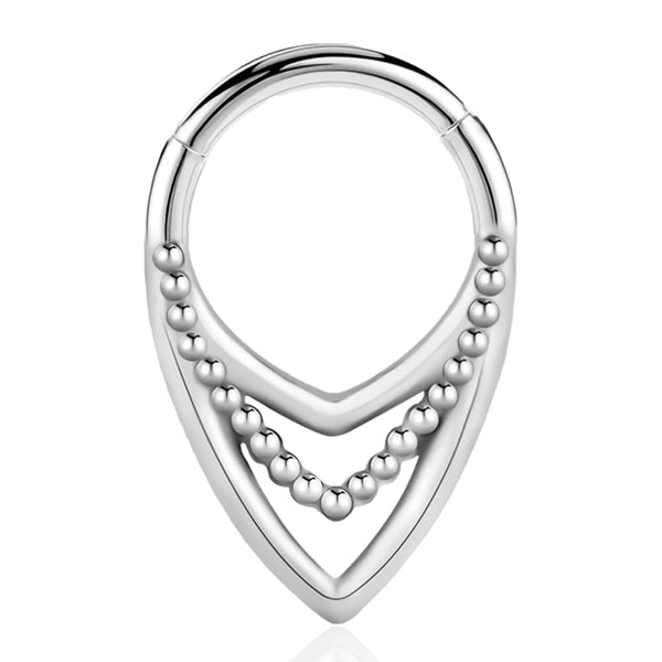 Beaded V Stainless Hinged Ring