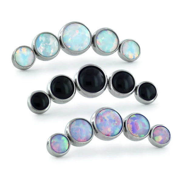 Curved Cabochon Cluster Threadless End by NeoMetal Replacement Parts 5-Opals (2/2.5/3/2.5/2mm) OW - White Opals