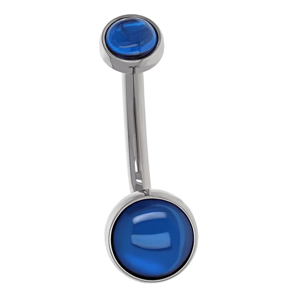 Bezel Navel Curve by Anatometal Belly Ring 14 gauge - 3/8" long Sapphire Cabochon CZs