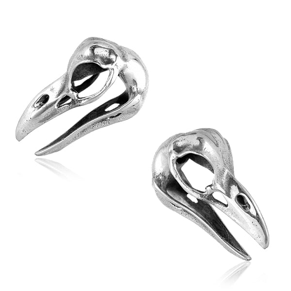 Bird Skull Brass Hangers Stretched Lobes 1/2 inch (12mm) White Brass