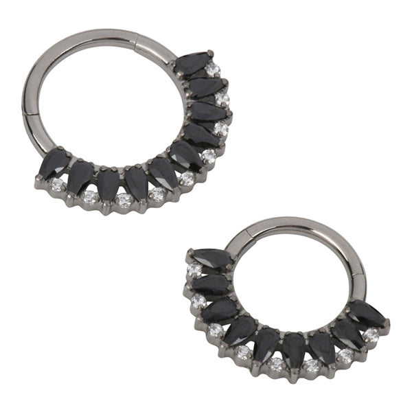 Briolette Fan Titanium Hinged Ring Hinged Rings 16g - 5/16