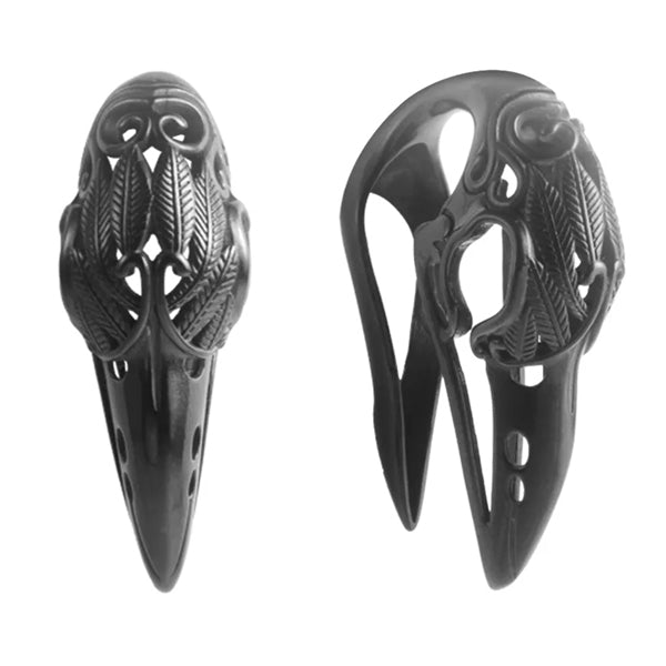 Crow Skull Black Hangers Ear Weights 1/2 inch (12mm) Black