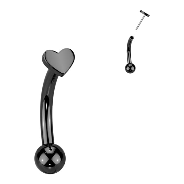 Heart Top Threadless Curved Barbell
