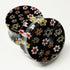Black Millefiori Glass Plugs Stretched Lobes 0 gauge (8mm) Black