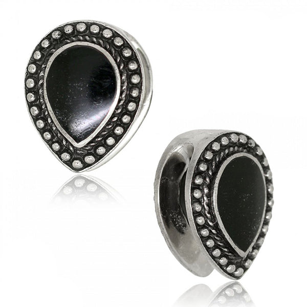 Black Reverse Teardrop Brass Weights Ear Weights 3/4 inch (19mm) White Brass