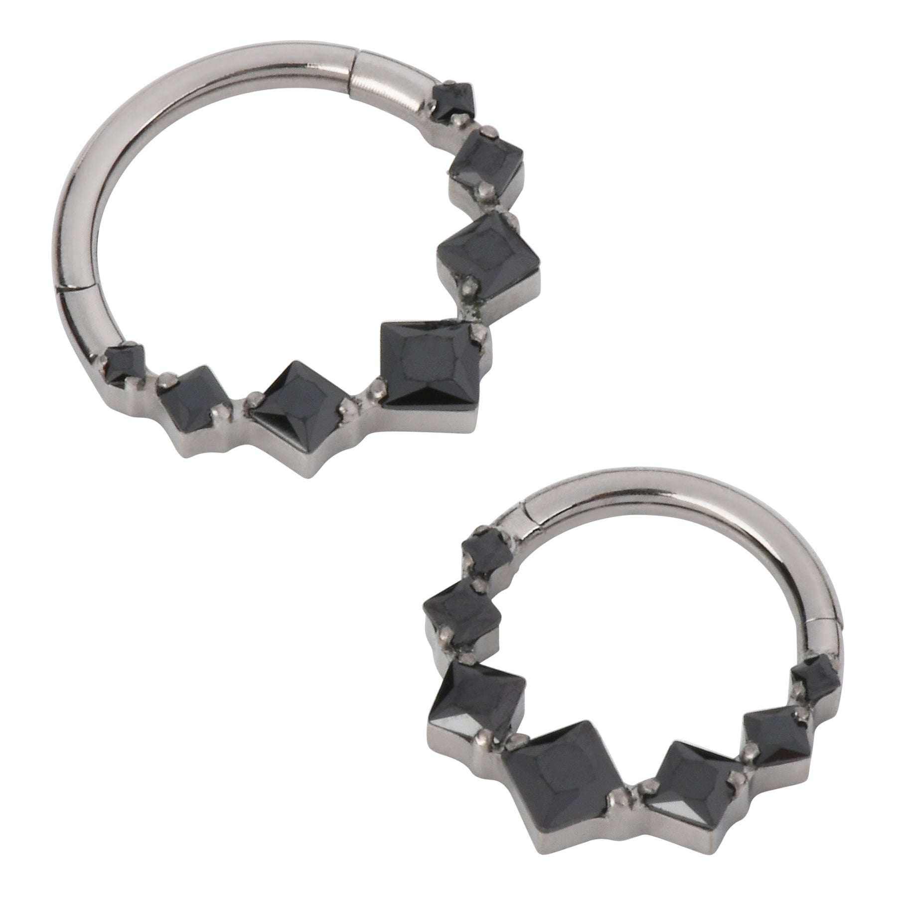 Square CZ Titanium Hinged Ring Hinged Rings 16g - 5/16