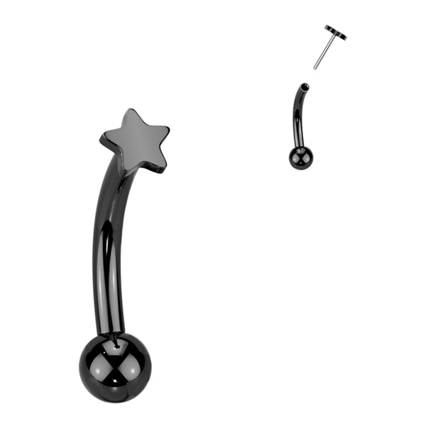 Star Top Threadless Curved Barbell