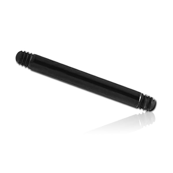 16g Black Straight Barbell (external, no ends) 2-Pack Replacement Parts 16g - 1/4" long (6mm) Black