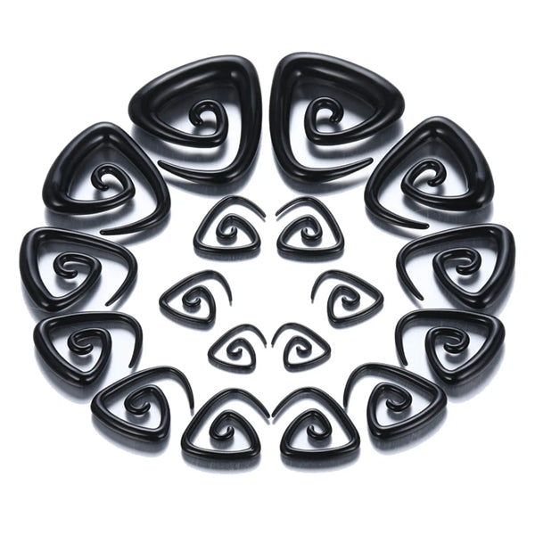 Black Acrylic Trinity Spirals Plugs 14 gauge (1.6mm) Black