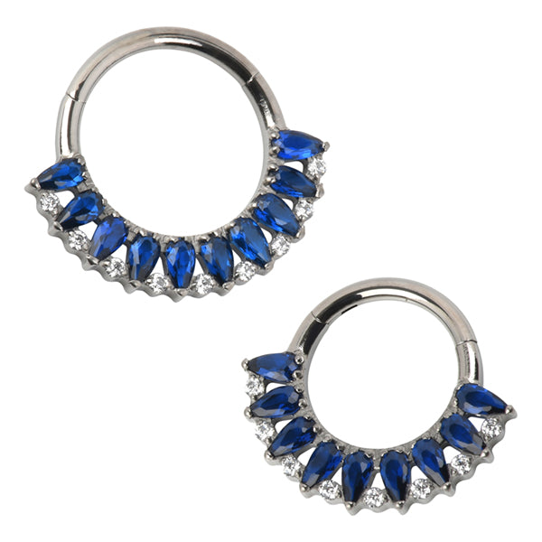 Briolette Fan Titanium Hinged Ring Hinged Rings 16g - 5/16