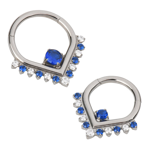 CZ Teardrop Titanium Hinged Ring Hinged Rings 16g - 5/16