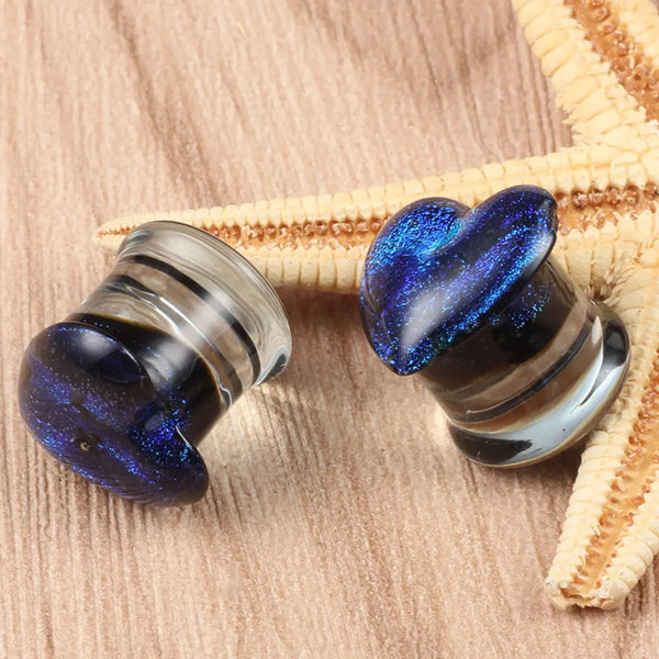 Blue Dichroic Heart Plugs Plugs  