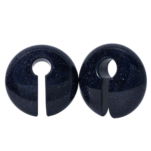 Blue Goldstone Keyholes by Diablo Organics Ear Weights 5/8 inch (16mm) Blue Goldstone