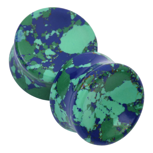 Blue & Green Concave Stone Plugs Plugs 0 gauge (8mm) Blue & Green