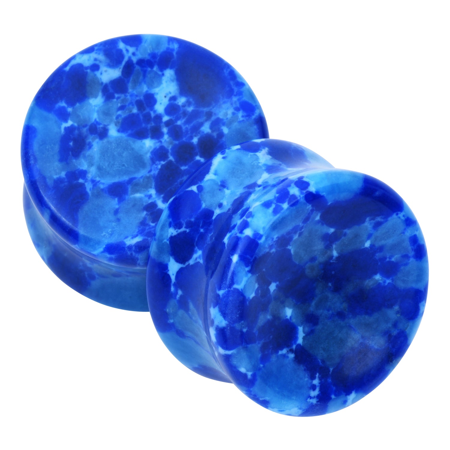 Blue Howlite Concave Stone Plugs | Tulsa Body Jewelry