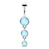 Luminous Triple Belly Dangle Belly Ring 14 gauge - 3/8" long (10mm) Blue