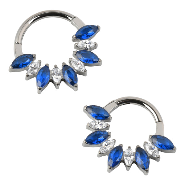 Marquise Fan Titanium Hinged Ring Hinged Rings 16g - 5/16