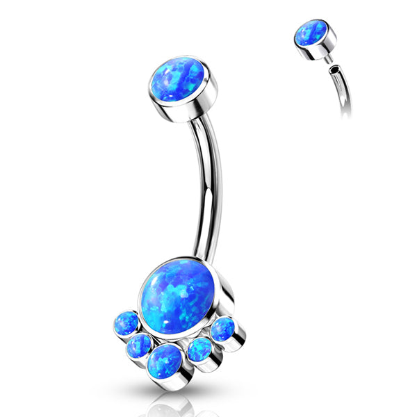Opal Cluster Titanium Belly Barbell Belly No-Dangles 14g - 3/8