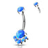 Opal Cluster Titanium Belly Barbell Belly No-Dangles 14g - 3/8" long (10mm) Capri Blue Opal