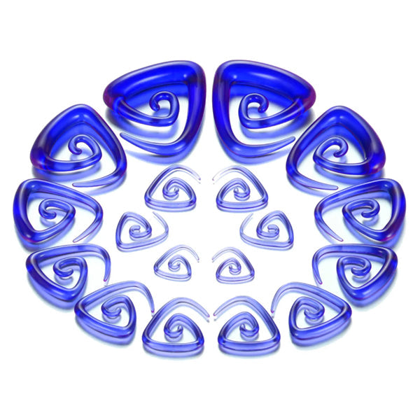 Blue Acrylic Trinity Spirals Plugs 14 gauge (1.6mm) Blue