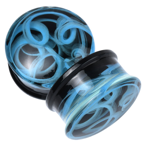 Blue Vapor Glass Plugs Plugs 2 gauge (6mm) Blue