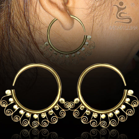 Millepiedi Brass Hoops Earrings 8 gauge (3mm) Yellow Brass