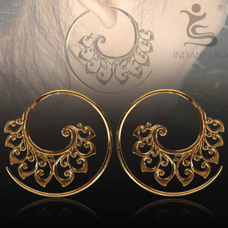 Tribal Brass Spirals Earrings 18 gauge (1mm) Yellow Brass