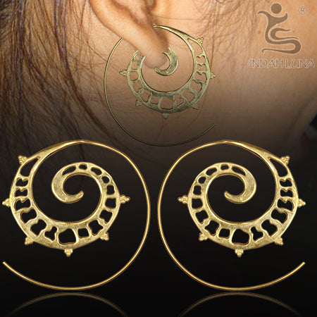Kuroshio Brass Spirals Earrings 18 gauge (1mm) Yellow Brass