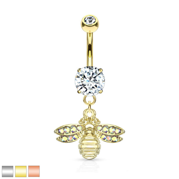 Bumblebee CZ Belly Dangle Belly Ring  