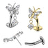 Butterfly CZ Dangle Threadless Floating Belly Barbell Belly No-Dangles